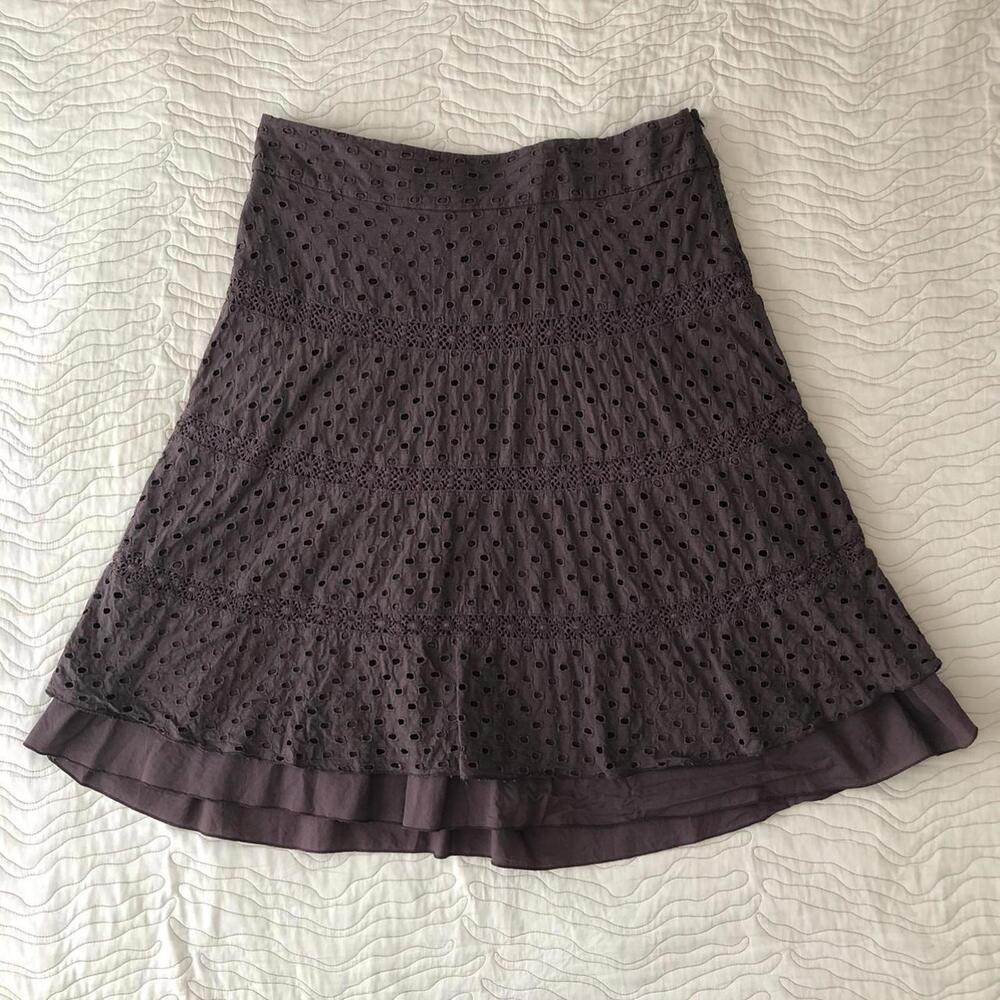 ✨SOLD✨ To the Max Y2K Brown Eyelet Midi Skirt Size 12
